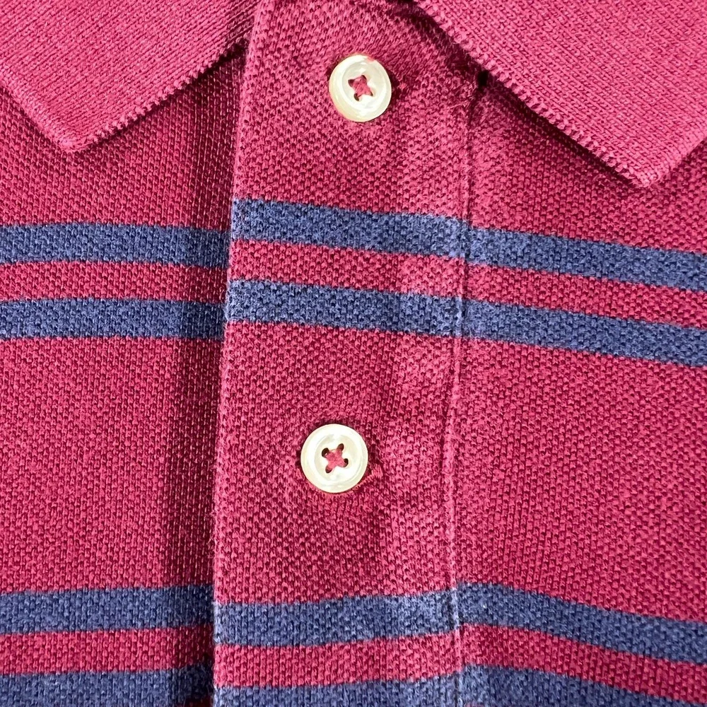 Polo Ralph Lauren Mens Shirt Large Red Striped Short Sleeve Golf Casual Comfort